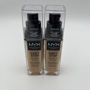 2-NYX Can't Stop Won't Stop Full Coverage Liquid Fondation ~ MEDIUM OLIVE